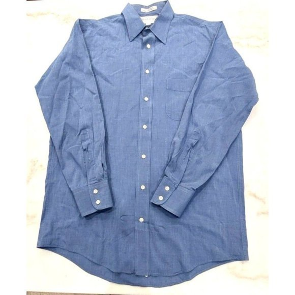 Vintage Burberrys of London Dress Shirt Mens 15-32 Blue Made in USA
